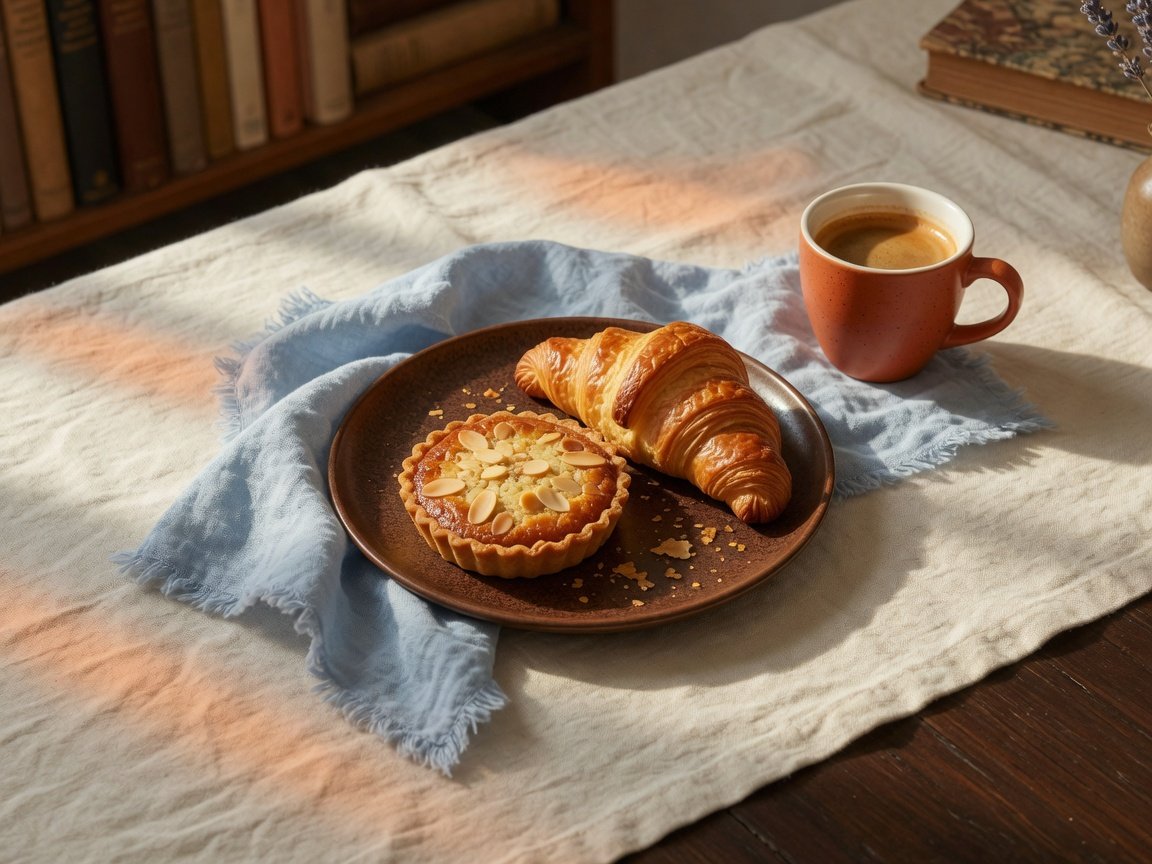 Almond tart and croissant