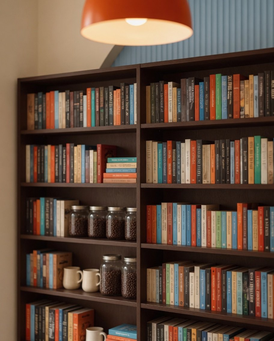 Bookshelf and coffee jars
